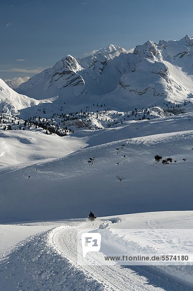 Italy  Trentino Alto Adige  Fanes Sennes Braies Dolimites Natural Park  Snowmobile                                                                                                                      