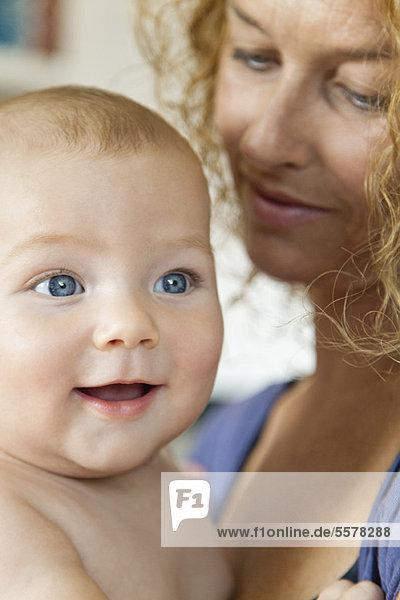 Mother holding baby