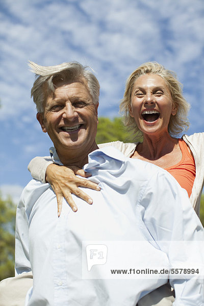 Mature couple together outdoors  portrait