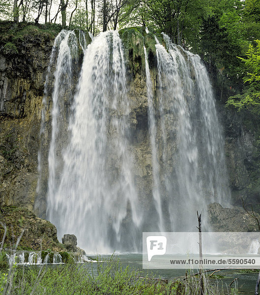 Wasserfall im Nationalpark Plitvicer Seen  UNESCO-Weltnaturerbe  Kroatien  Europa