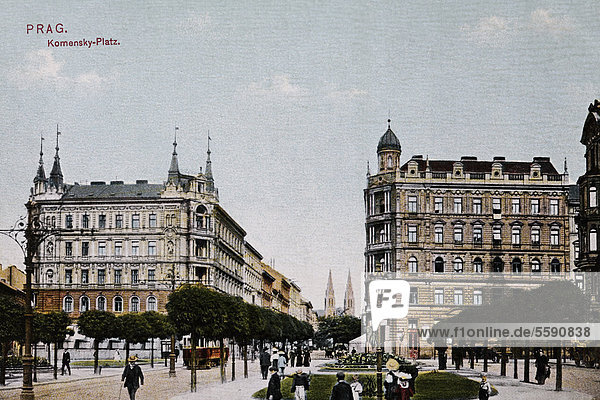 Komensky Square  Budapest  Hungary  historical postcard  circa 1915