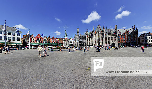 Landesregierungs-Palast, Provinciaal Hof Landgericht, Grote Markt Marktplatz, Altstadt von Brügge, UNESCO Weltkulturerbe, Westflandern, Flämische Region, Belgien, Europa