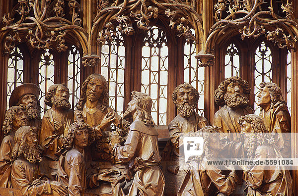 Heilig-Blut-Altar von Riemenschneider  St. Jakobskirche  Rothenburg o. d. Tauber  Hohenlohe  Franken  Bayern  Deutschland  Europa