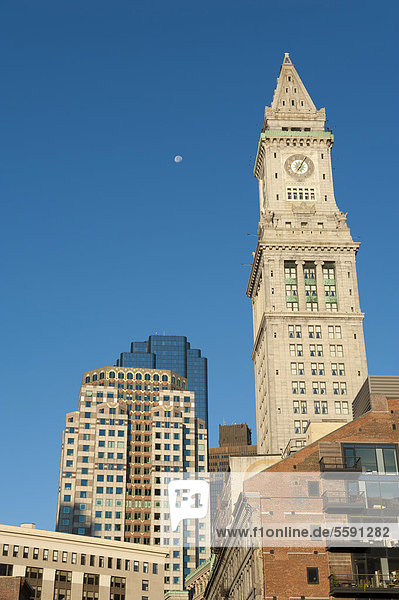 Hochhaus-Turm  Custom House Tower  Marriott's Custom House Hotel  Financial District  Boston  Massachusetts  Neuengland  USA  Nordamerika  Amerika