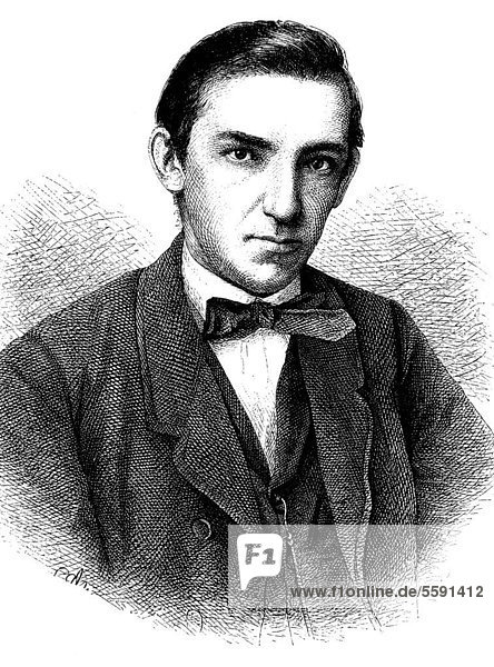 Friedrich Dittes  1829 - 1896  ein deutscher Pädagoge  der als Reformer des österreichischen Schulwesens auch gegen den Einfluss des Klerus auftrat  historischer Stich  1883