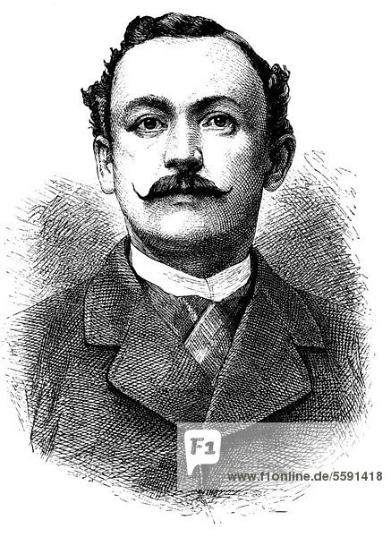 Hermann von Wissmann  1853 - 1905  a German explorer of Africa  historical engraving  1883