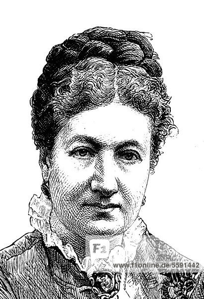 Marie Calm  Pseudonym Marie Ruhland  1832 - 1887  eine deutsche Schriftstellerin  Pädagogin und Frauenrechtlerin  historischer Stich  1883