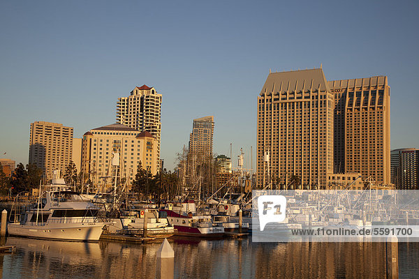 Tuna Harbor und Hotels in der Innenstadt von San Diego  Kalifornien  USA