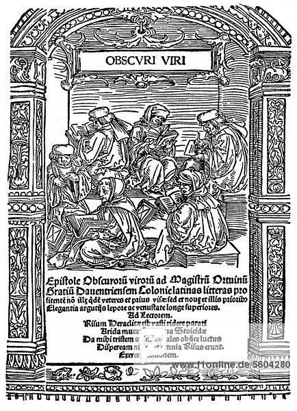 Titelseite der Dunkelmännerbriefe oder Epistolae obscurorum virorum  satirische gefälschte lateinischer Briefe von deutschen Humanisten  1515