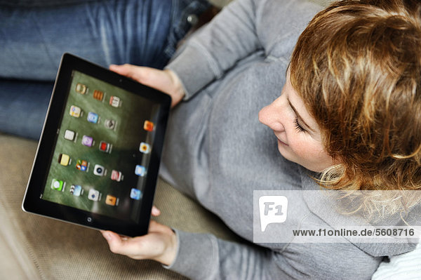 Woman using a tablet PC