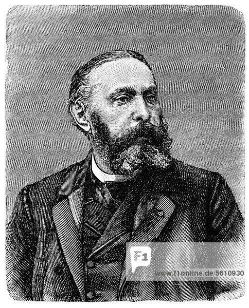 Historischer Druck aus dem 19. Jahrhundert  Portrait von Sully Prudhomme oder RenÈ FranÁois Armand Prudhomme  1839 - 1907  ein französischer Schriftsteller