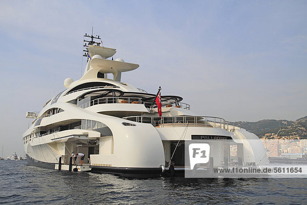 Palladium  cruiser  built by Blohm and Voss GmbH  96 m  built in 2010  Monaco  French Riviera  Mediterranean Sea  Europe