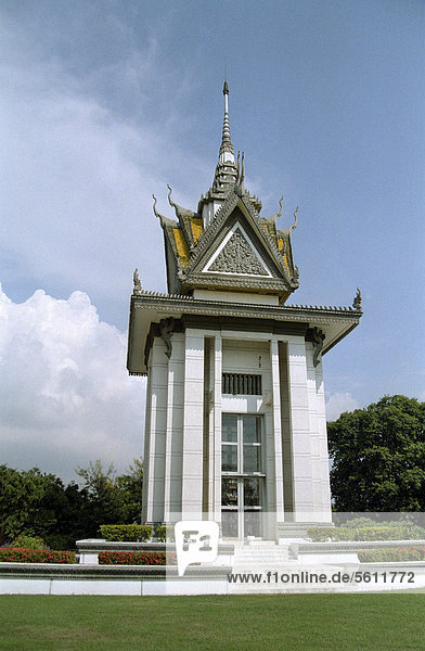 Killing Fields Memorial Tower near Phnom Penh  Cambodia  Southeast Asia  Asia
