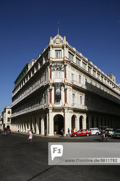 The famous Plaza Hotel in Havana  Cuba  Greater Antilles  Caribbean
