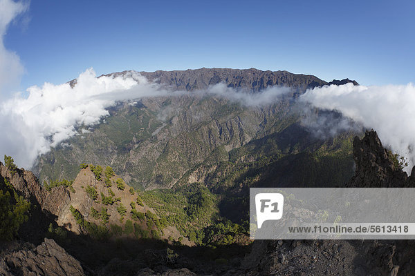 Caldera de Taburiente National Park  view from Pico Bejenado  La Palma  Canary Islands  Spain  Europe
