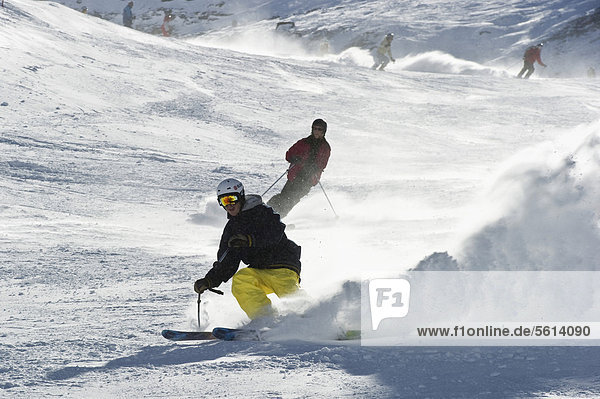 Skiers  Tignes  Val d'Isere  Savoie  Alps  France  Europe