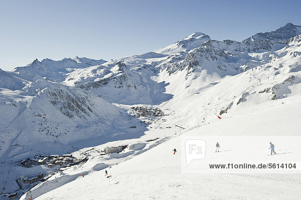 Skiing area  Tignes  Val d'Isere  Savoie  Alps  France  Europe