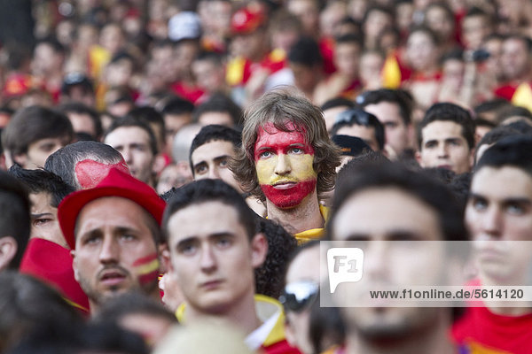 Spanish supporters during final match  2010 FIFA World Cup Final  Madrid  Spain  Europe