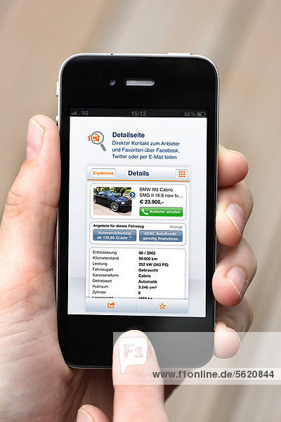 Iphone  Smartphone  App auf dem Display  Autosuche  Autokauf