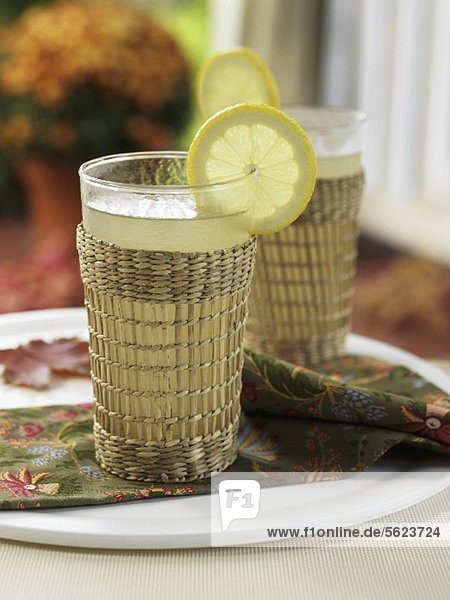 Two glasses of Lemon Barley (Whisky  honey and lemon juice)