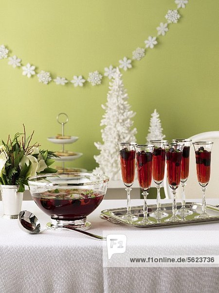 Berry punch on a Christmas buffet table
