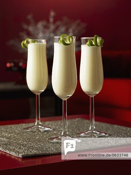Three glasses with Ramos Gin Fizz