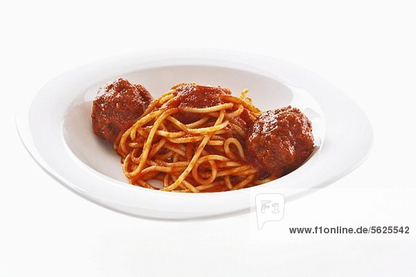 Spaghetti al rag_ (Nudeln mit Fleischbällchen-Ragout)
