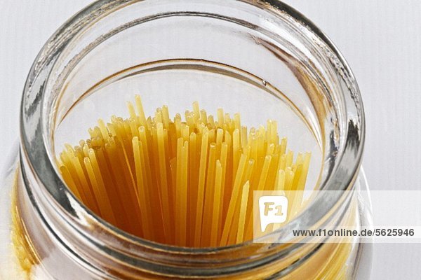 Spaghetti in a glass jar