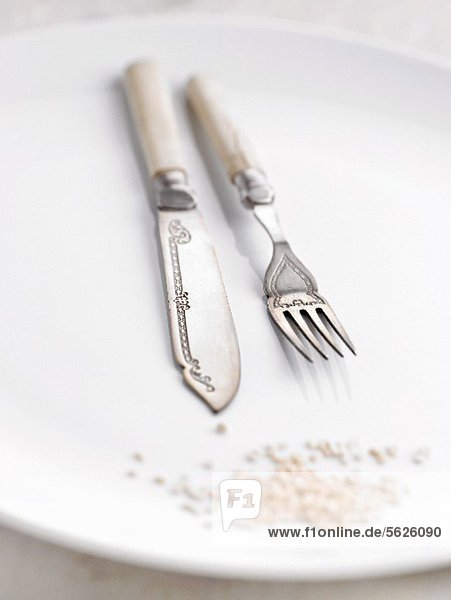 Fish cutlery on a plate
