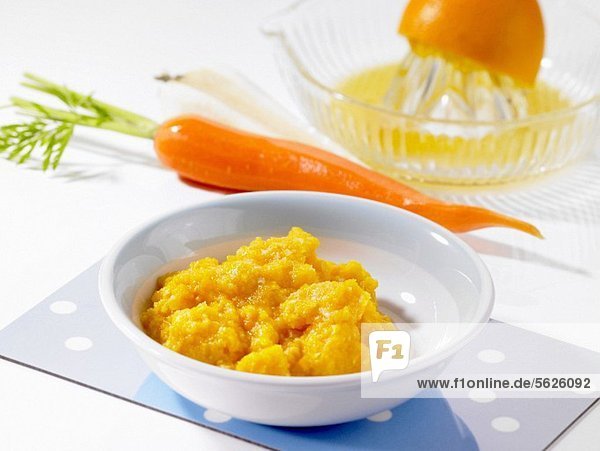 Mashed millet  carrots  parsnips and oranges (baby food)