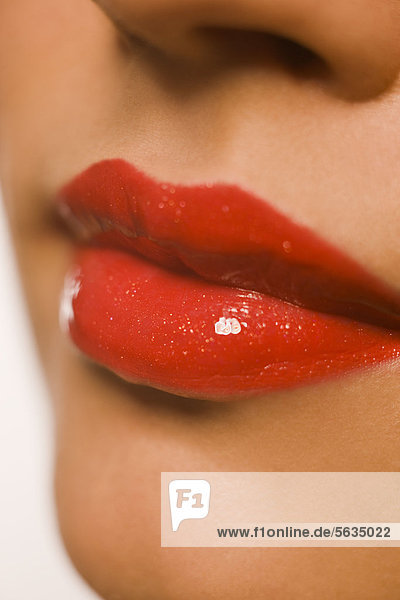 close-up of red lips