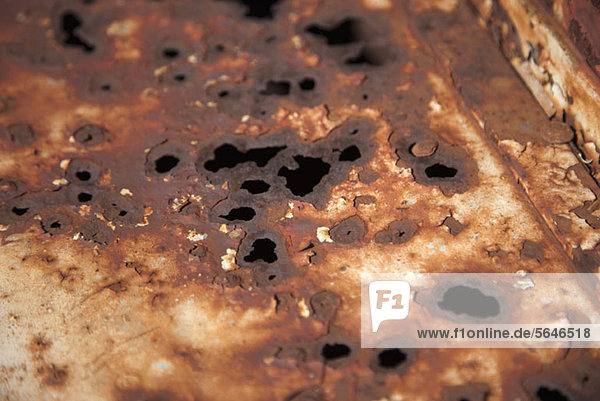 Extreme close up  full frame of rusting metal