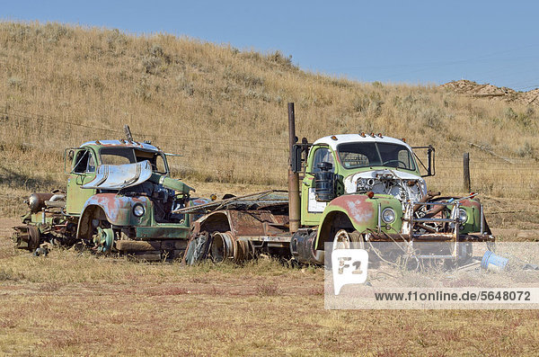 Junk trucks  exploited  Thermopolis  Wyoming  USA  PublicGround