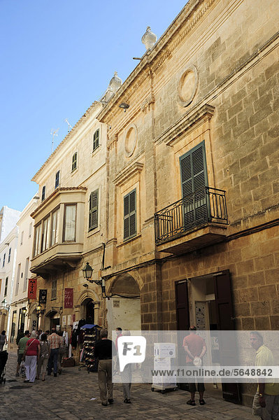 Major des Born street and the Can Salort Palace  Ciutadella  Minorca  Menorca  Balearic Islands  Mediterranean  Spain  Europe