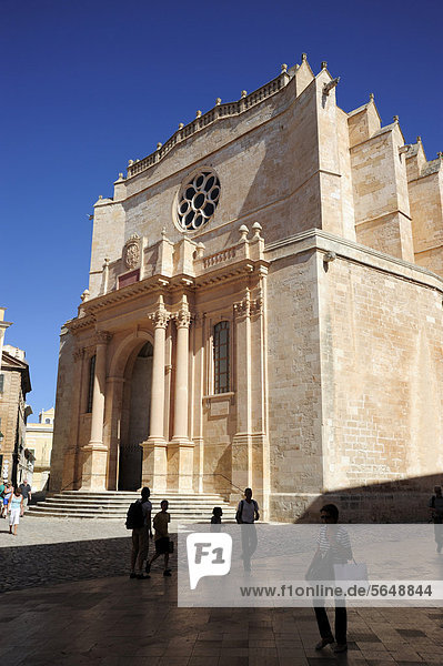 Gothic cathedral Santa Maria de Ciutadella  Plaza de la Catedral  Ciutadella  Minorca  Menorca  Balearic Islands  Mediterranean  Spain  Europe