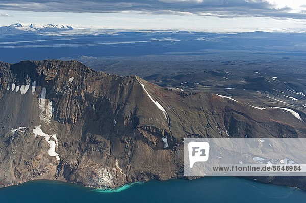 Luftaufnahme  Askja-Caldera und Kratersee Öskjuvatn  Hochland  Island  Europa