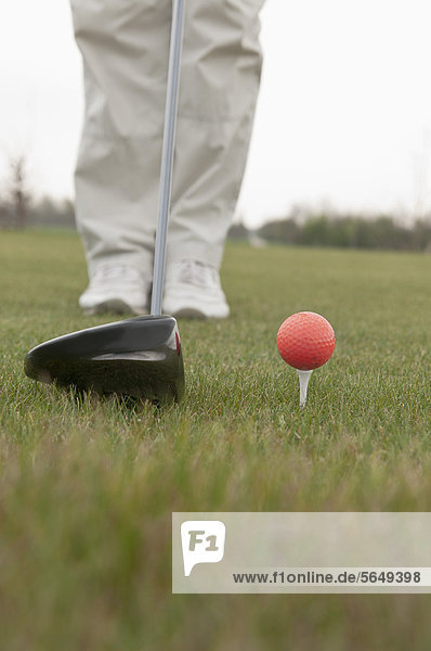 Germany  North Rhine Westphalia  Duesseldorf  Golfer playing golf
