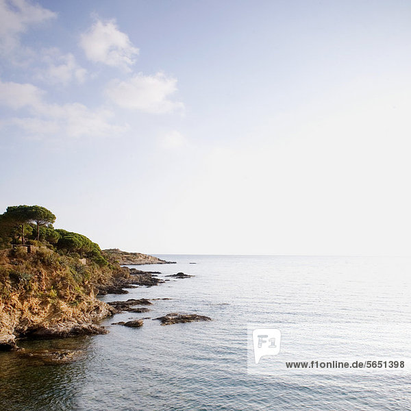 Coast and rocks tumbling into the sea  Costa Brava  Spain