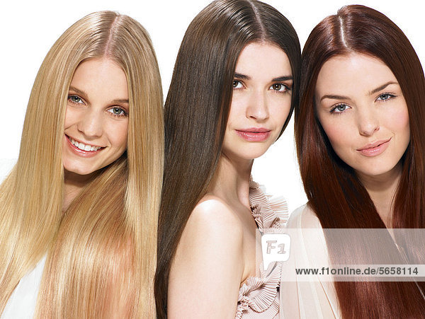 Three friends with beautiful hair