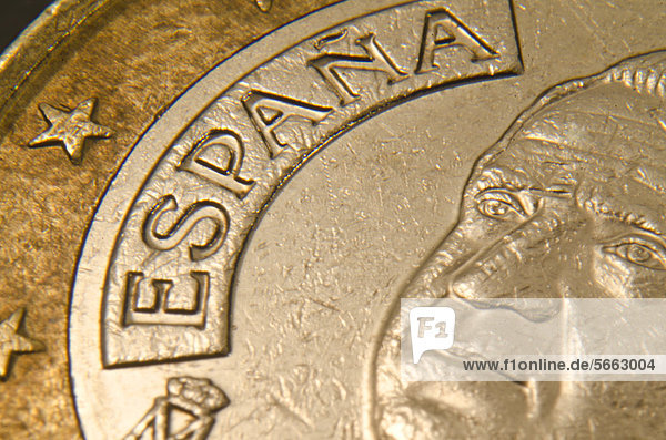Spanische Euromünze  Makroaufnahme