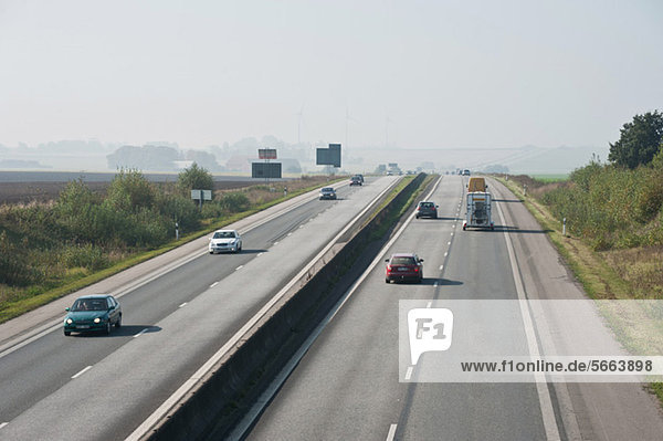 Moving traffic on four lane highway