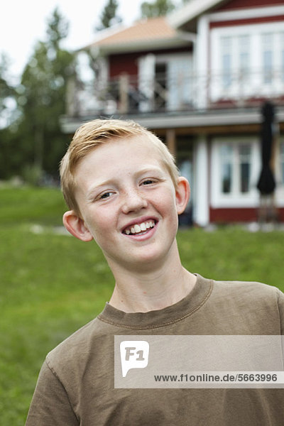 Portrait of smiling pre-adolescent boy