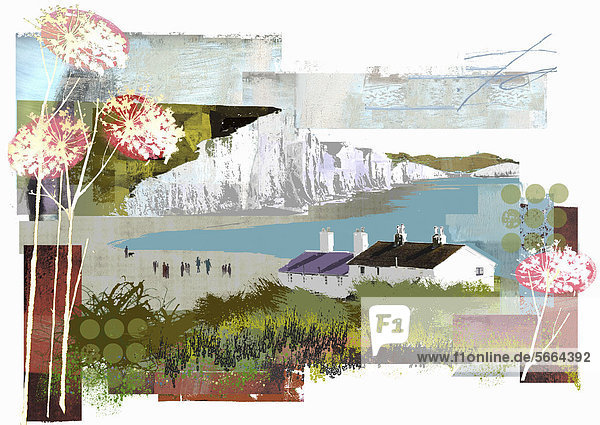 Collage der Küstenlinie in Sussex