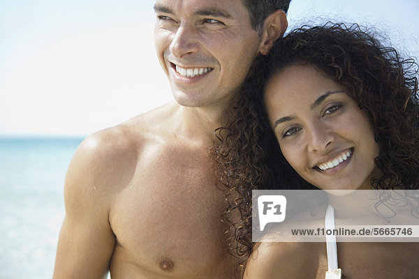 Couple together at the beach  portrait