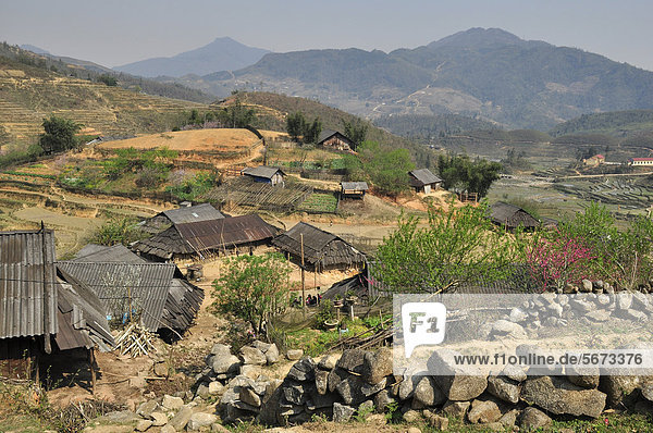 Dorf und Landschaft in der Umgebung von Sa Pa  Nordvietnam  Vietnam  Südostasien