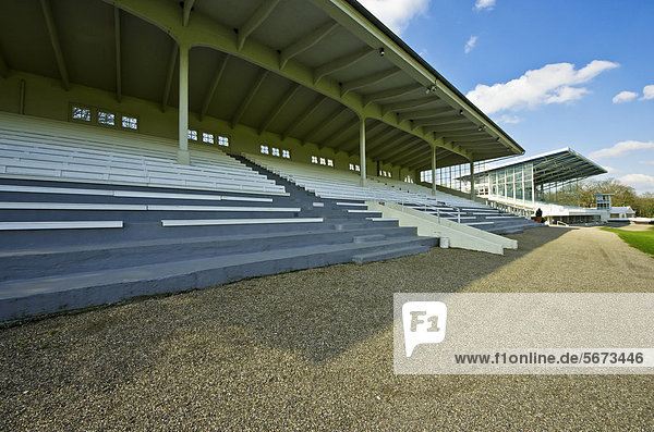 Historic spectator stand  Grafenberg Racecourse  Duesseldorf  North Rhine-Westphalia  Germany  Europe