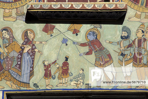 Wandbild Asien Freske Indien Rajasthan Südasien Mittlerer Osten