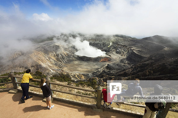 Crater of the Poas Volcano  Poas National Park  Costa Rica  Central America
