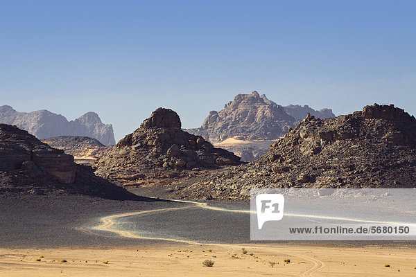 Libysche Wüste  Akakus-Gebirge  Libyen  Sahara  Afrika