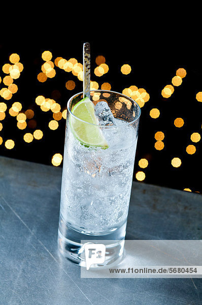 Gin and tonic in glass